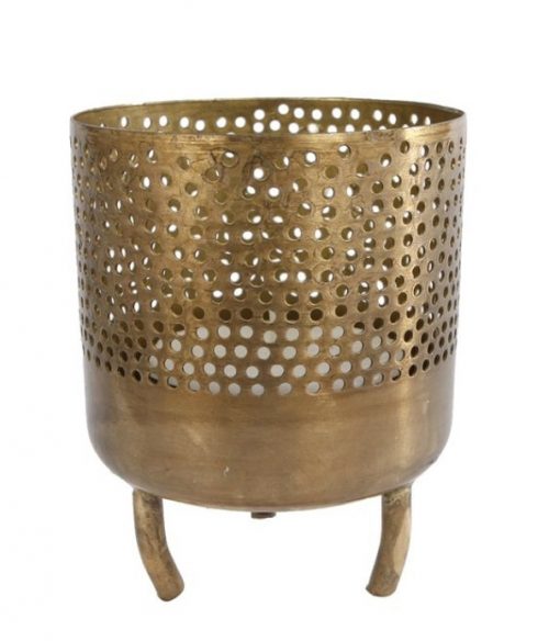 Waxine lichthouder goud op voetje